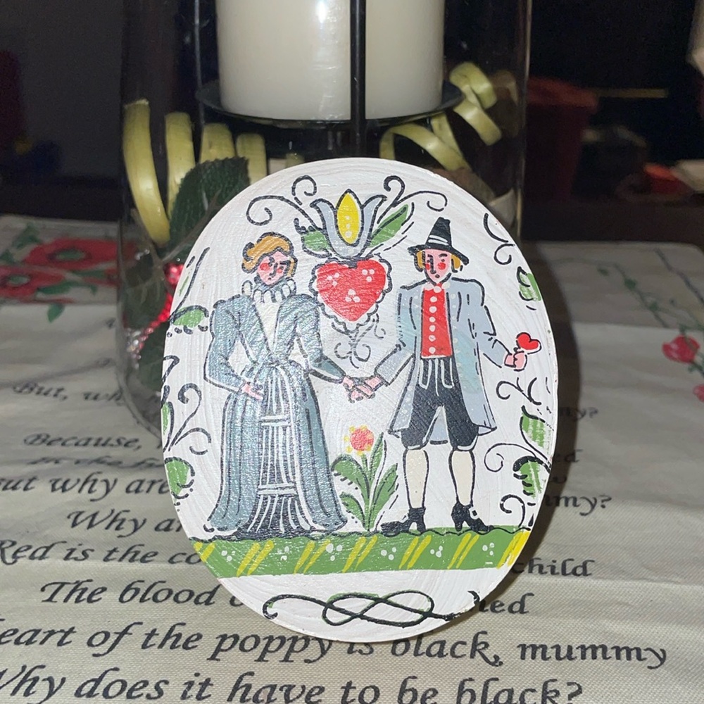 Dutch Folk Art Wood Trinket Box with Lid!